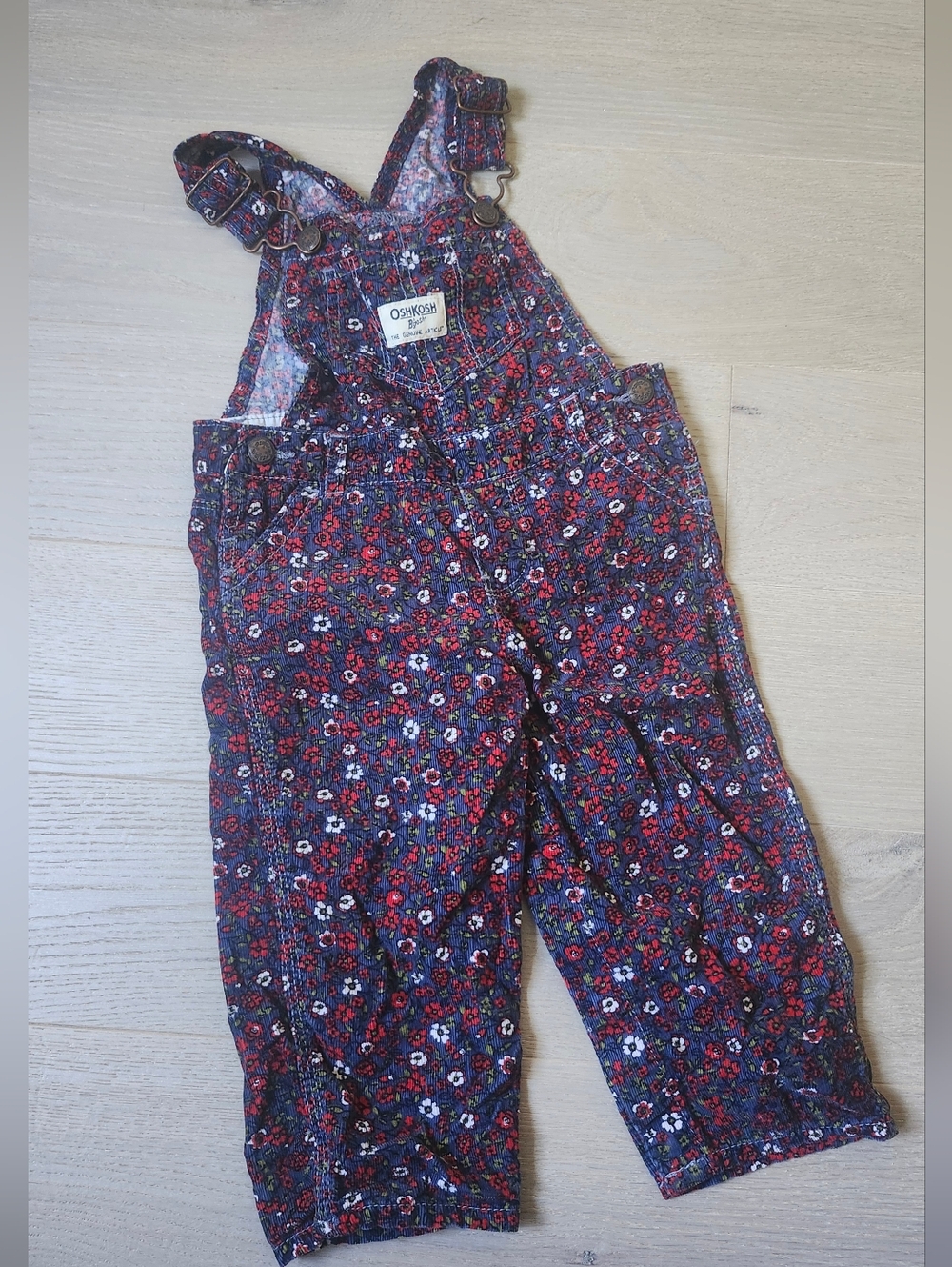 Oshkosh B'Gosh Corduroy Floral Overalls Baby Girl 18 Months